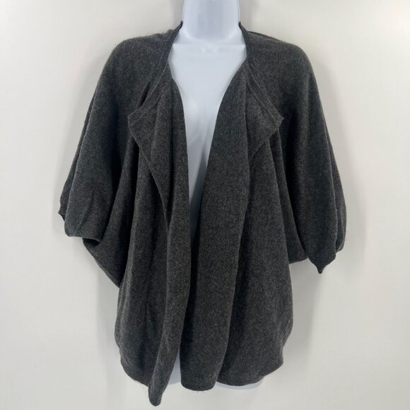 Vince Large L 100% Cashmere Drapey Cocoon Cardigan Gray Waterfall Open Front - Picture 10 of 10